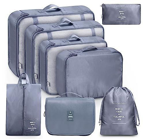8-teilige Packwürfel, Kleidersäcke, Koffer-organizer Für Urlaub Und Reisen, Packwürfel-set, Reisewürfel, Organisationssystem Für Koffer - Space Grey Unisex Multicolor ONE SIZE