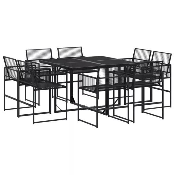 vidaXL 9-tlg. Garten-Essgruppe Schwarz Poly Rattan