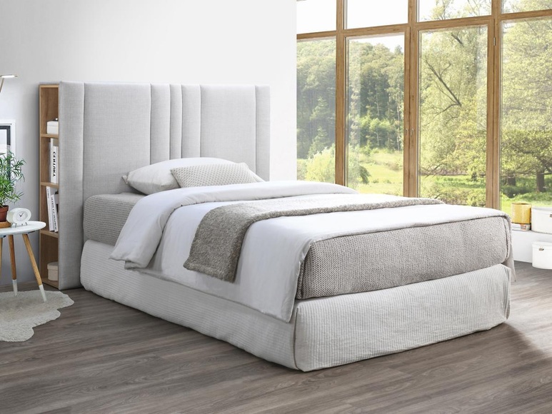 Bett-kopfteil Mit Stauraum 180 Cm - Stoff - Hell & Holzfarben - Siveri Unisex Taubengrau ONE SIZE