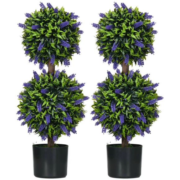 Northio - Künstliche Pflanzen 2er-Set, UV-beständige Kunstpflanze im Blumentopf, 70 cm Zimmerpflanze mit Lavendel für Wohnzimmer, Garten, One Size