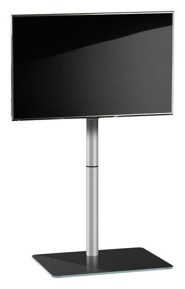MID.YOU Tv-rack , Alani , Schwarz, Alufarben , Metall, Glas , 60x100x45 cm , schwenkbar, Kabeldurchlass , 000657019402