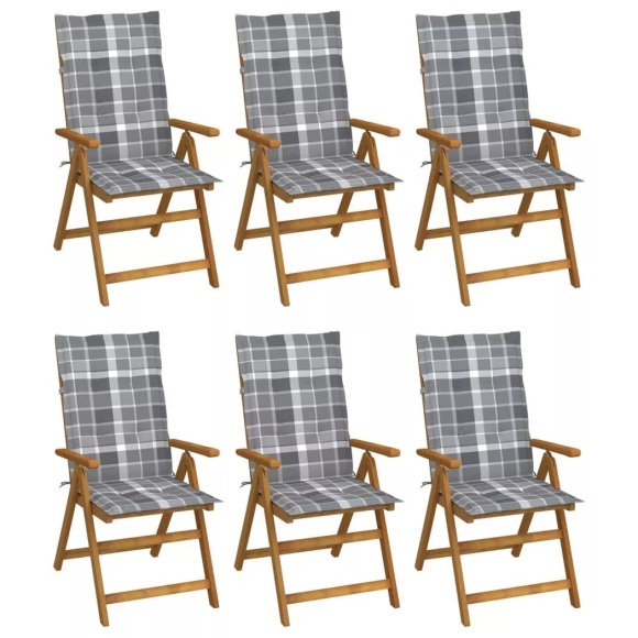 vidaXL Klappbare Gartenstühle 6 Stk. mit Auflagen Massivholz Akazie