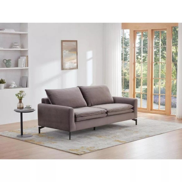 Sofa 3-Sitzer - Samt - Taupe - ISENA Sofa 3-Sitzer - Samt - Taupe - ISENA