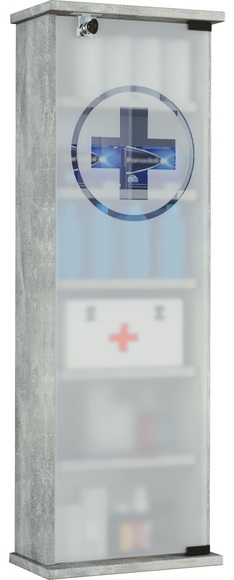 MID.YOU Medizinschrank , Omal Xxl , Glas, Holzwerkstoff , 5 Fächer , 31x92x18 cm , melaminharzbeschichtet,Nachbildung , 000657015203