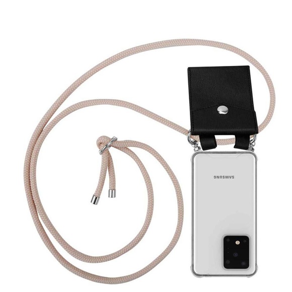 Handy Kette für Samsung Galaxy S20 ULTRA Silikon mit Silbernen Ringen
