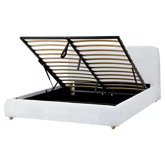 Beliani - Bett mit Stauraum aus Stoff BLAGNAC, 160X200CM, Rauch