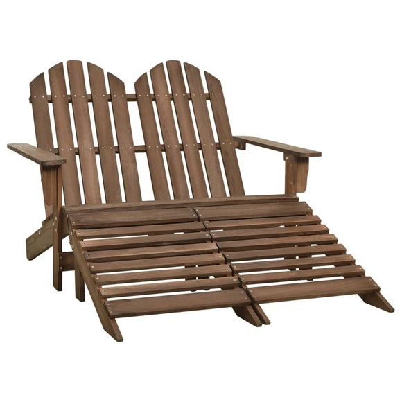 vidaXL 2-Sitzer Adirondack-Gartenbank mit Fußstütze Tannenholz Braun