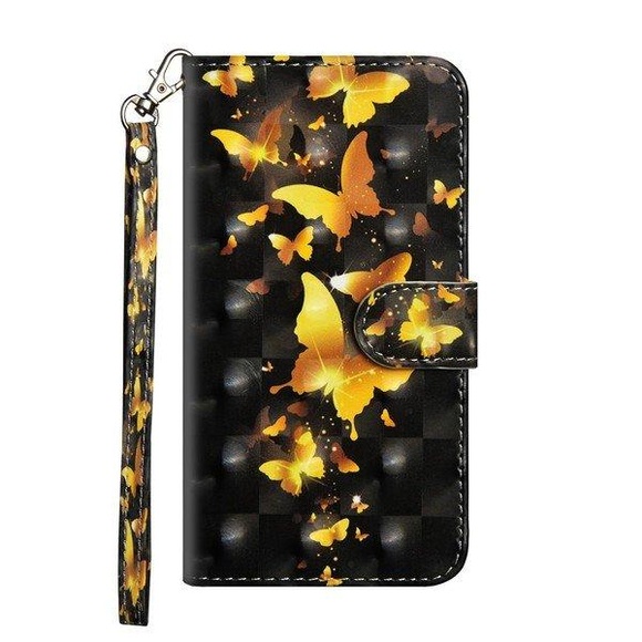 Nokia 3.2 - Etui Ledertasche Schmetterlinge Glitzer Effekt