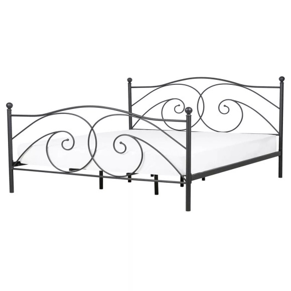 Beliani Metallbett schwarz Lattenrost 160 x 200 cm DINARD