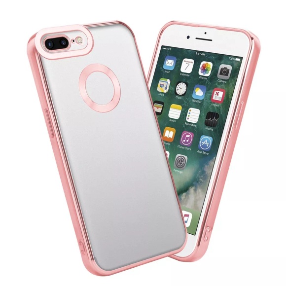 Hülle für Apple iPhone 7 PLUS 7S PLUS 8 PLUS mit Chrome Applikation