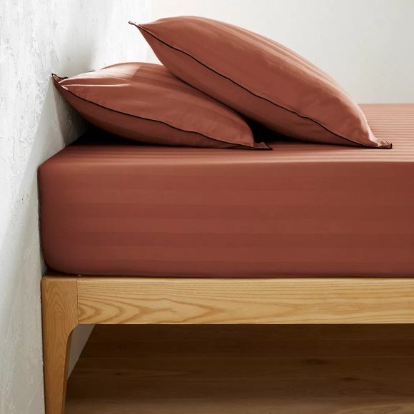 La Redoute Intérieurs - Fixleintuch Victor aus vorgewaschenem Baumwoll-Satin, 180x200 cm, Rot