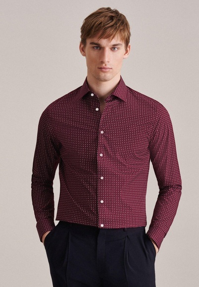 Business Hemd Slim Fit Extra Langer Arm Druck Unisex Rot Bunt 45