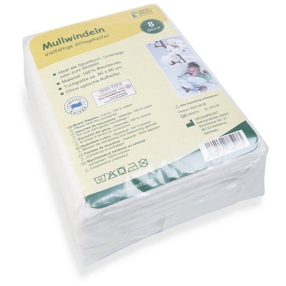 Grün Specht - GRÜNSPECHT - Mullwindeln 8er Pack weiss