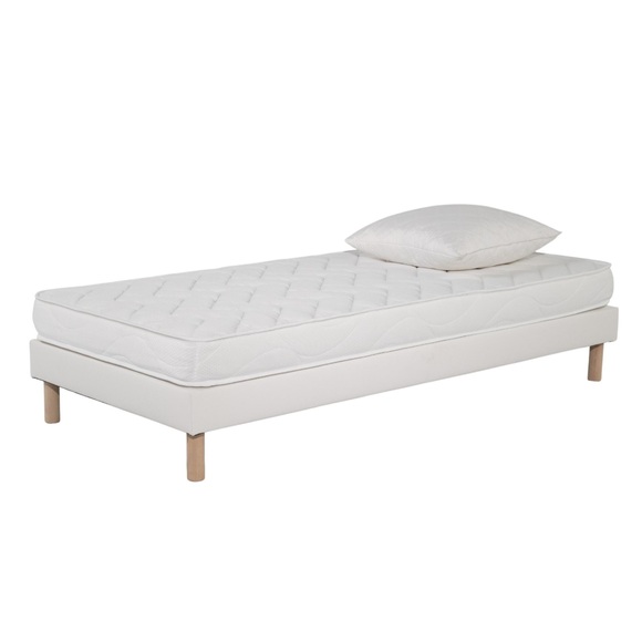 Matratzen-set Eco | 90x190 Mit 1 Kissen 60x60 | Schaumstoff | 14 Cm | Boxspring Mit Weissem Bezug Unisex Weiss 90X190CM