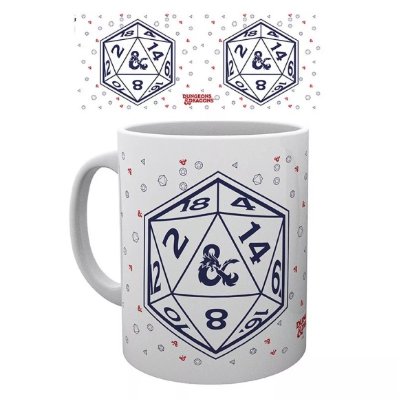 Dungeons and Dragons D20 Würfel Tasse weiß