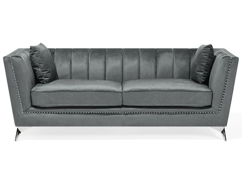 Beliani 3-Sitzer Sofa Samtstoff grau GAULA