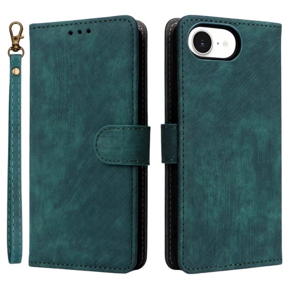 Cover-Discount - iPhone 16e Ledertasche mit RFID Blocker, Grün