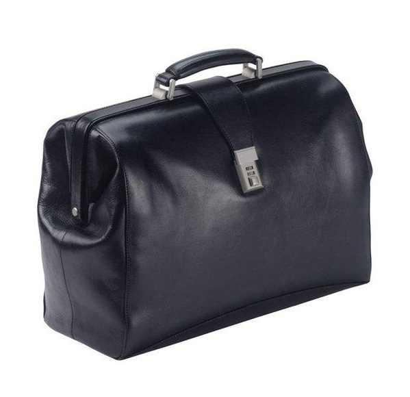 Dermata Lederwaren Bügeltasche 44cm aus vegetabilem Rindleder in Schwarz