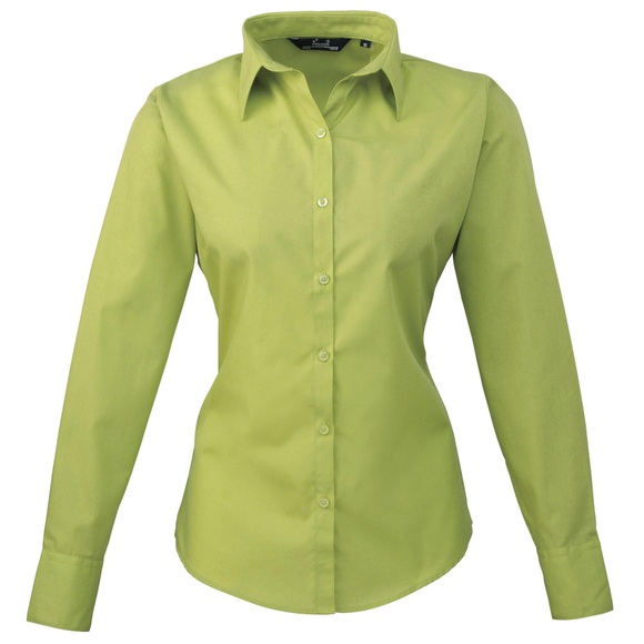 Popeline Bluse Arbeitshemd, Langärmlig Damen Limone 32