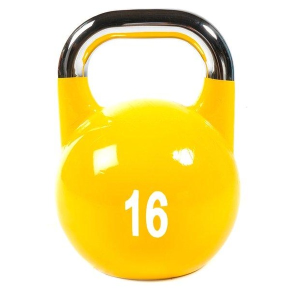GladiatorFit Wettkampf-Kettlebell aus Gusseisen mit aufgemaltem Logo : 16 KG Kettlebell