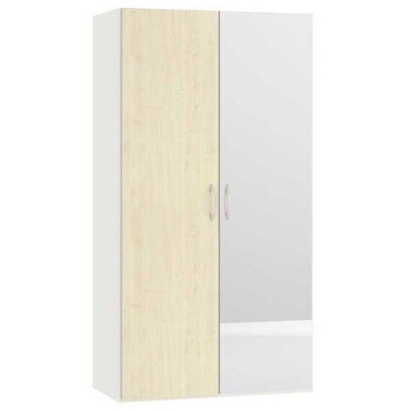 Drehtürenschrank Ahorndekor Spiegel Cremeweiss 101.9 x 195 Drehtürenschrank Ahorndekor Spiegel Cremeweiss 101.9 x 195