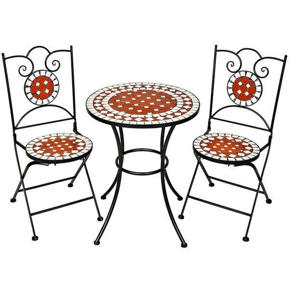 Gartenmöbel Set Mosaik mit 2 Stühlen und Tisch Gartenmöbel Set Mosaik mit 2 Stühlen und Tisch