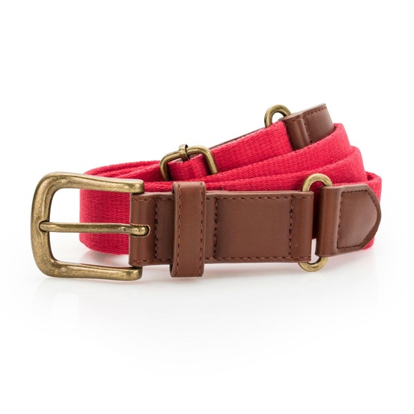 Kunstleder Und Canvas Gürtel Herren Rot Bunt ONE SIZE