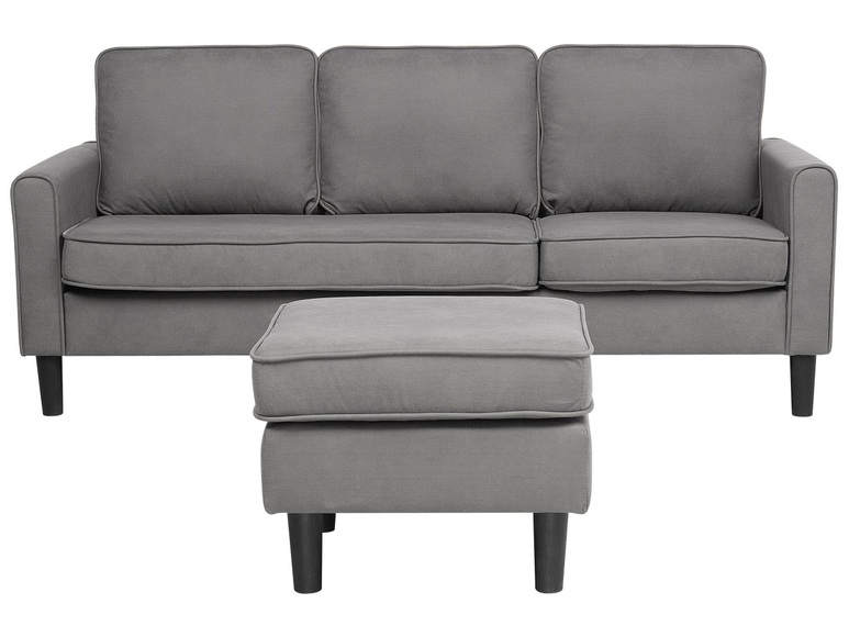 Beliani Sofa mit mobiler Ottomane AVESTA hellgrau