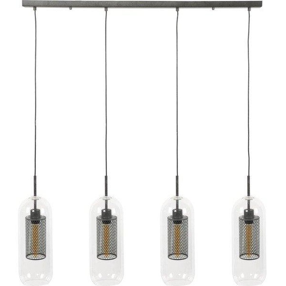 Hängelampe 4x 15x15 Glas Lochstahl Alt Silber Finish