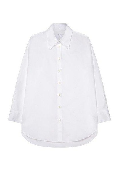 Longbluse Uni Langarm Kragen Damen Weiss 38