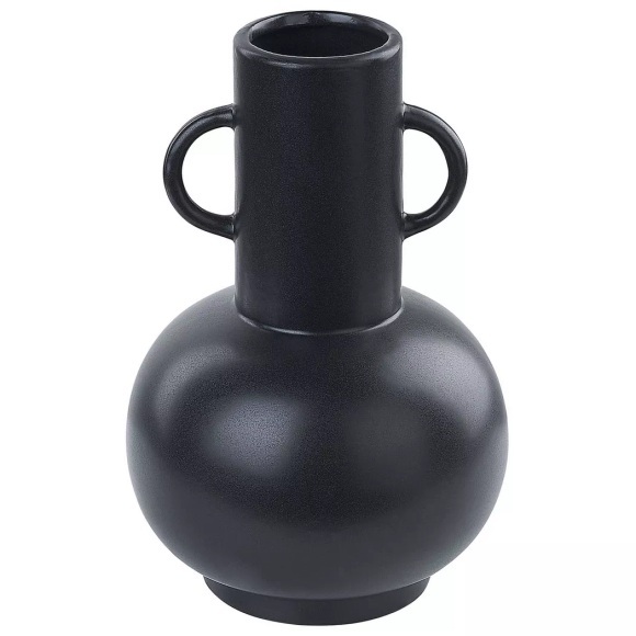 Beliani Blumenvase Porzellan schwarz 26 cm PEREA Vase