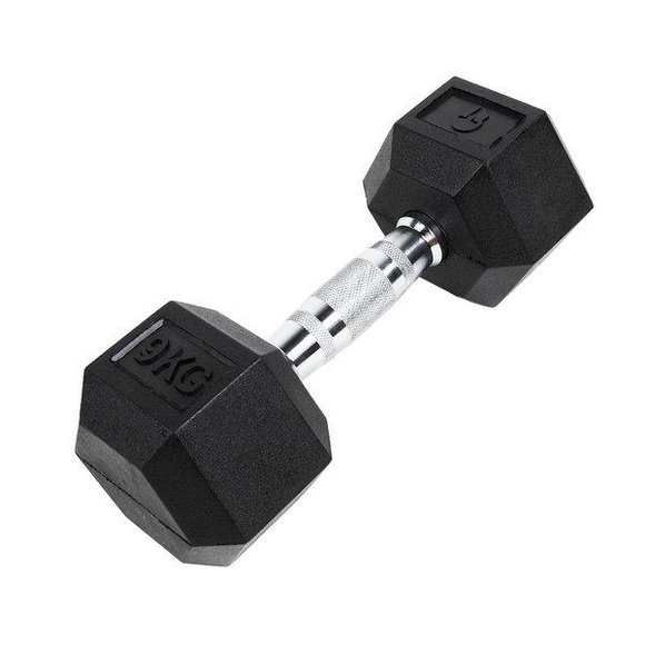 GladiatorFit Sechseckige Hantel aus Gummi : 9 KG Hanteln