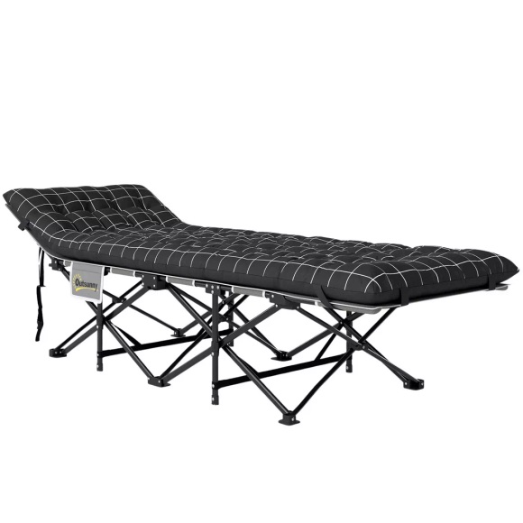 Northio - Campingbett klappbar Klappbett Feldbett mit Seitentasche Matratze Rutschfest Gästebett bis 150 kg belastbar Outdoor Oxford Schwarz 190 x 67 x 37 cm |, 190cm