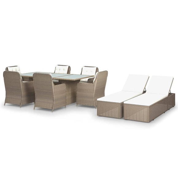 vidaXL 9-tlg. Garten-Essgruppe Poly Rattan Braun
