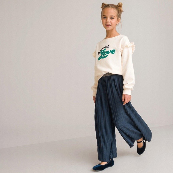Weite Plissee-hose Damen Blau 12A