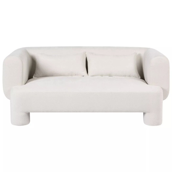 Beliani - 3 Sitzer Sofa aus Stoff Retro HOGBO, One Size, Weiss Bunt