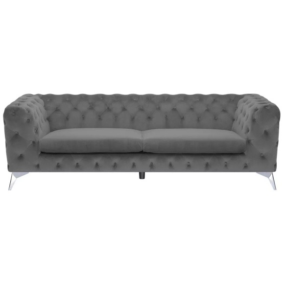 Beliani 3-Sitzer Sofa Samtstoff grau SOTRA