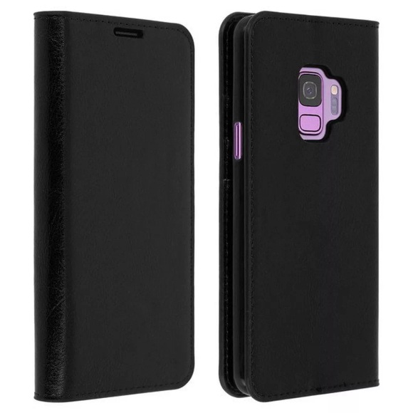 Avizar Tragetasche für Samsung Galaxy S9 - schwarz Leder Buch Geschäftsfall
