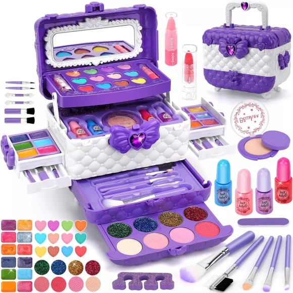 Activity-board - Schminkkoffer, 54PCS Waschbares Kinderschmink-Set, One Size, Violett Bedruckt