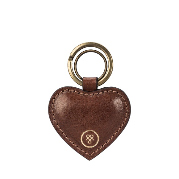 Maxwell Scott Mimi - Herzförmiger Leder Schlüsselanhänger in Cognac