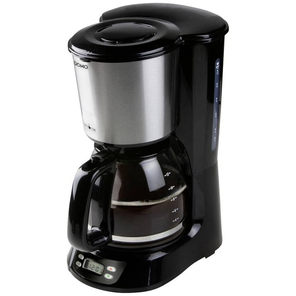 DOMO DO1065K Kaffeemaschine Schwarz, Edelstahl Fassungsvermögen Tassen=12 Display, Timerfunktion, Glaskanne