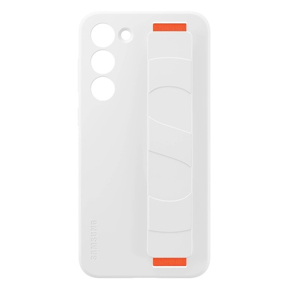 Samsung - Galaxy S23 5G Silikon Grip Cover Hülle (EF-GS911TWEGWW) - Weiss / Orange