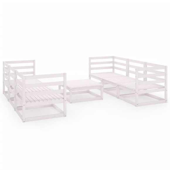 vidaXL 7-tlg. Garten-Lounge-Set Weiß Kiefer Massivholz