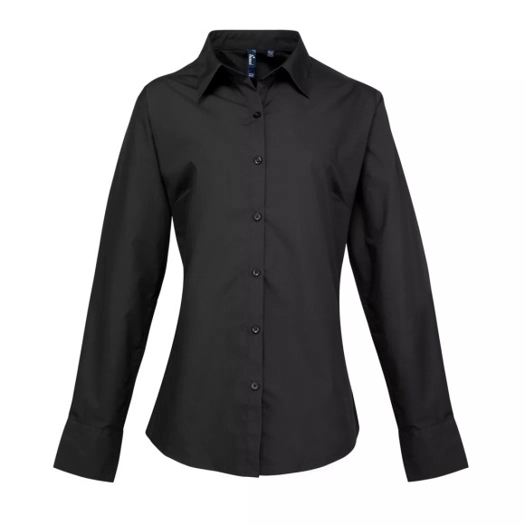 Popelinebluse Bluse Arbeitshemd, Langärmlig Damen Schwarz 44