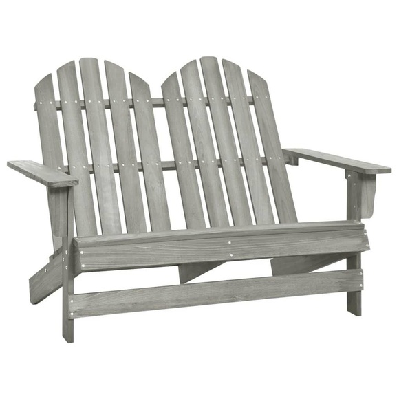 vidaXL 2-Sitzer Adirondack-Gartenbank Massivholz Tanne Grau