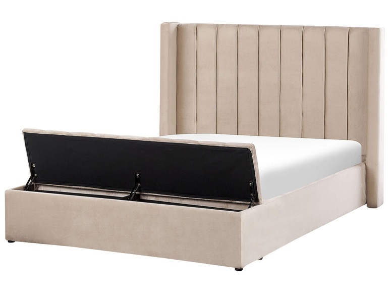 Bett mit Lattenrost aus Samtstoff Modern NOYERS Bett mit Lattenrost aus Samtstoff Modern NOYERS