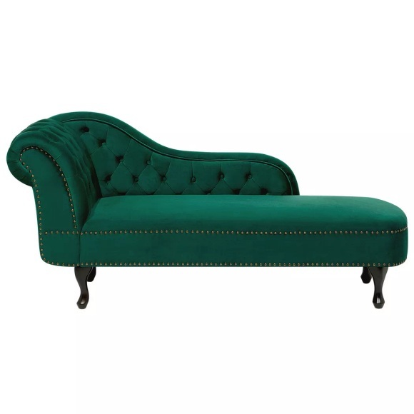 Beliani Chaiselongue Samtstoff grün linksseitig NIMES