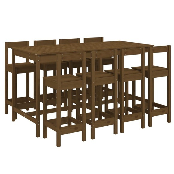 vidaXL 9-tlg. Gartenbar-Set Honigbraun Massivholz Kiefer