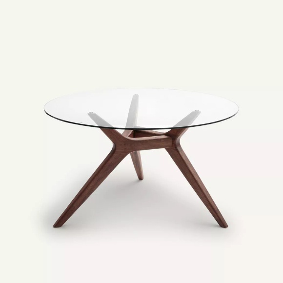 Runder Tisch Maricielo, Glas/Nussbaum, Ø130 cm