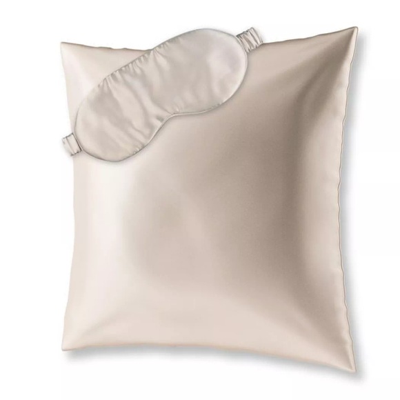 Ailoria - Kopfkissenbezug (80 x 80 cm) und Schlafmaske aus Seide - Beige
